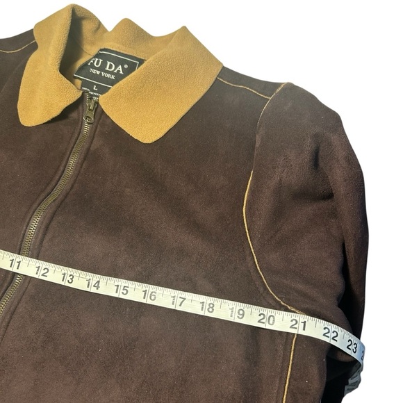 FU DA New York Womens Faux Suede Full Zip Front Light Jacket Sz Lrg - Picture 9 of 12